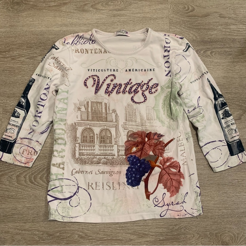 Chris’s Stuff Y2K Vintage Wine 3/4 Length Sleeve Top Size S